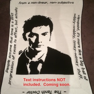 Tenth Doctor David Tennant crochet blanket PATTERN ONLY image 2