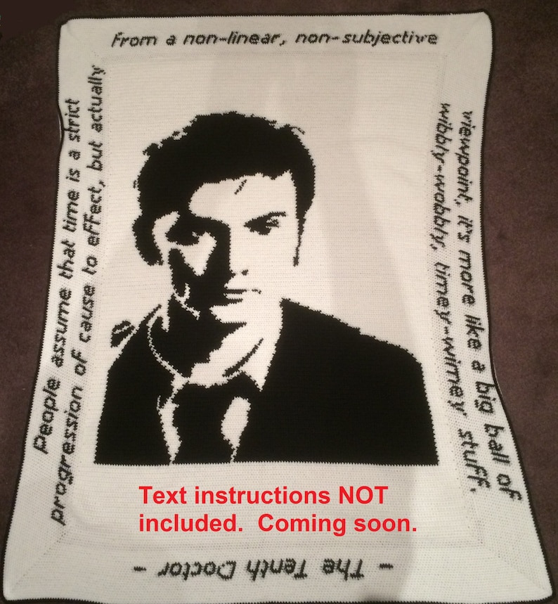 Tenth Doctor David Tennant crochet blanket PATTERN ONLY image 2