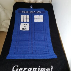 Doctor Who TARDIS Geronimo crochet blanket PATTERN ONLY image 3