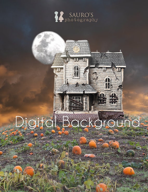 Haunted House Pumpkin patch pumpkin field pumpkins Digital Etsy