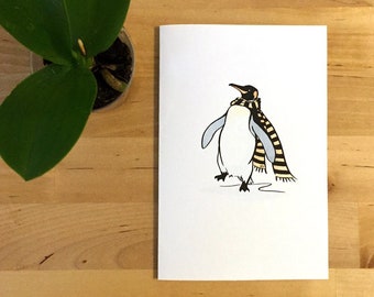 Printable Penguin Card, Cute, Instant 4x6" Card, Winter, Christmas Card, Holiday Card, Scarf