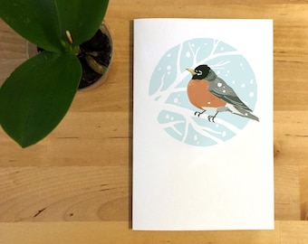 Printable Robin Card, 4x6" Instant Card, Cute Christmas Card, Winter Bird, Oregon Christmas Card, Winter, Robin Art