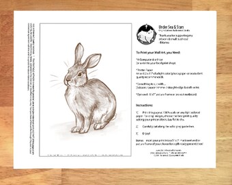 Rabbit Wall Art, Brush Rabbit, Printable Art, Oregon Wildlife