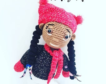 Crochet Doll Pattern -Tenesha - Crochet Doll - African American Crochet Doll