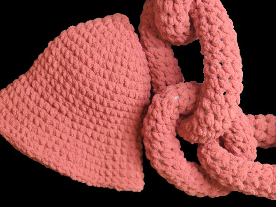 Chain Link Scarf and Bucket Hat Crochet Bundle Pattern Etsy