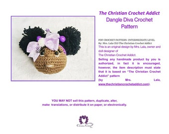 Dangle Diva Afro Puff Crochet Keychain Pattern
