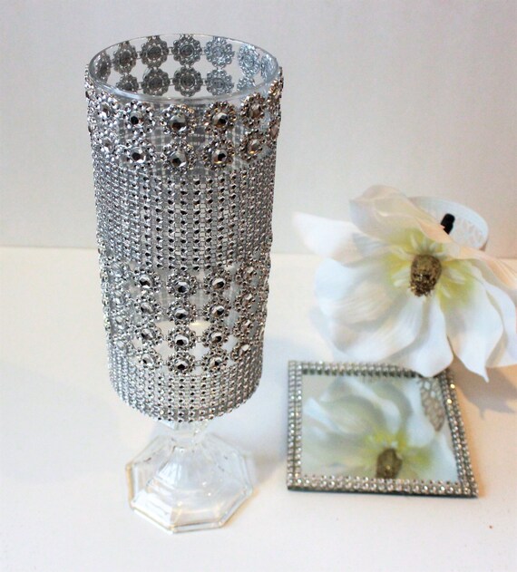 Tall Glass Candle Holder Wedding Centerpiece Bling Candle Etsy