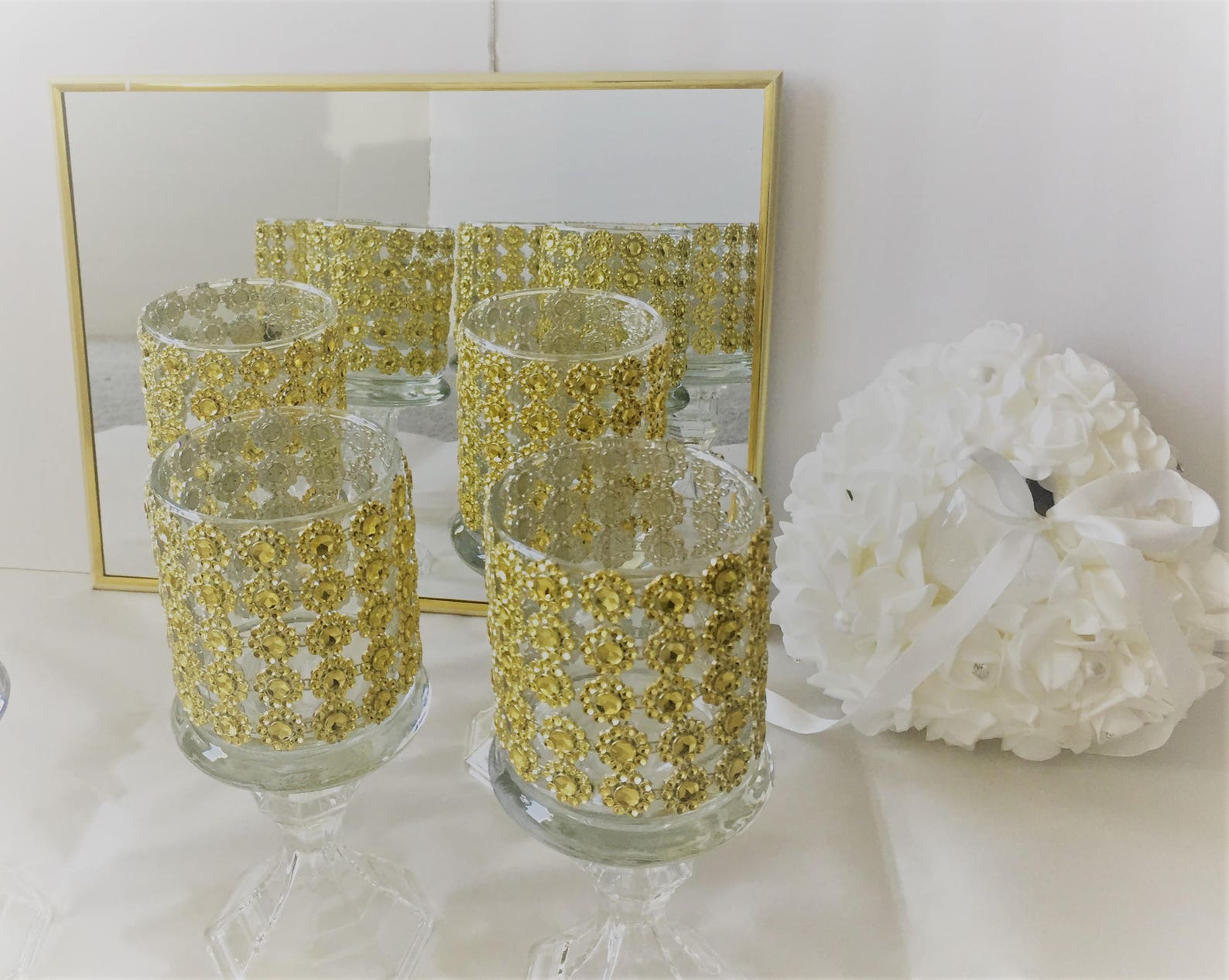 Set of 10 Tall Glass Candle Holder Wedding Centerpiece ,bling Candle