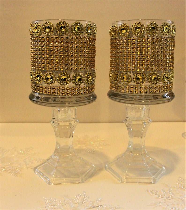 Set of 10 tall glass candle holder wedding centerpiece ...