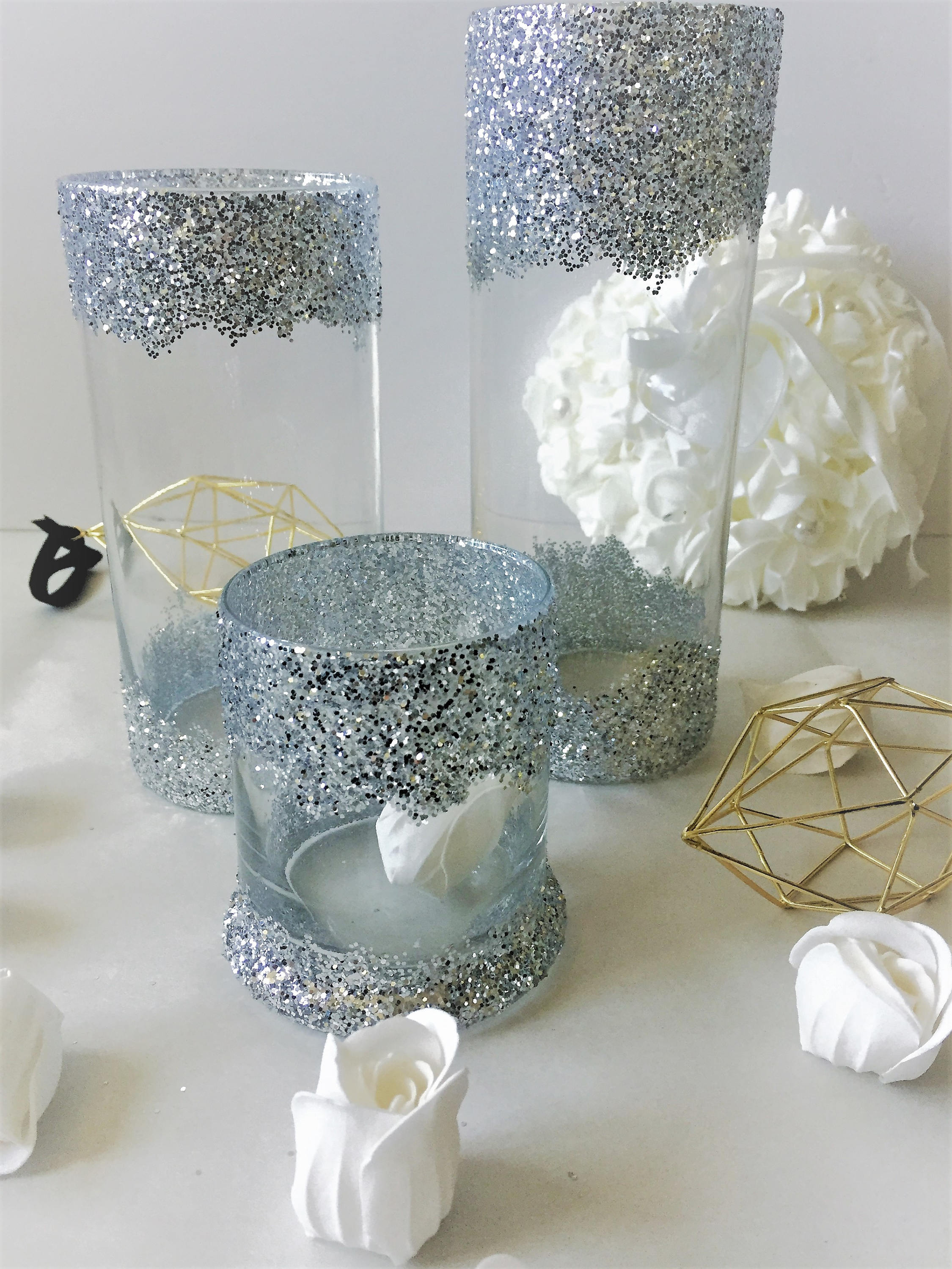 New 3 piece Votive candle holder bling silver candle holder Etsy