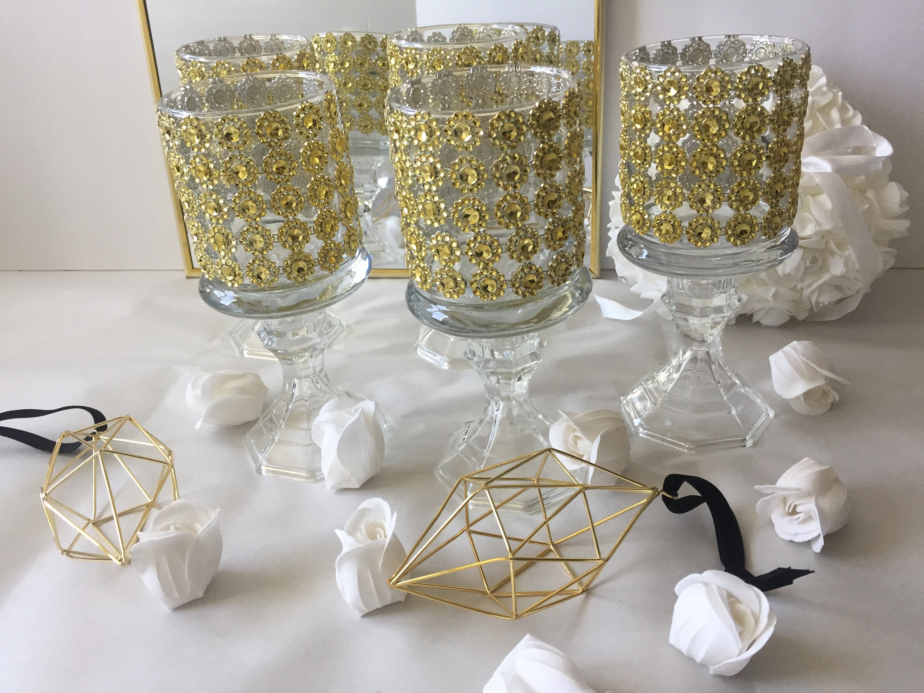 Set of 10 Tall Glass Candle Holder Wedding Centerpiece ,bling Candle