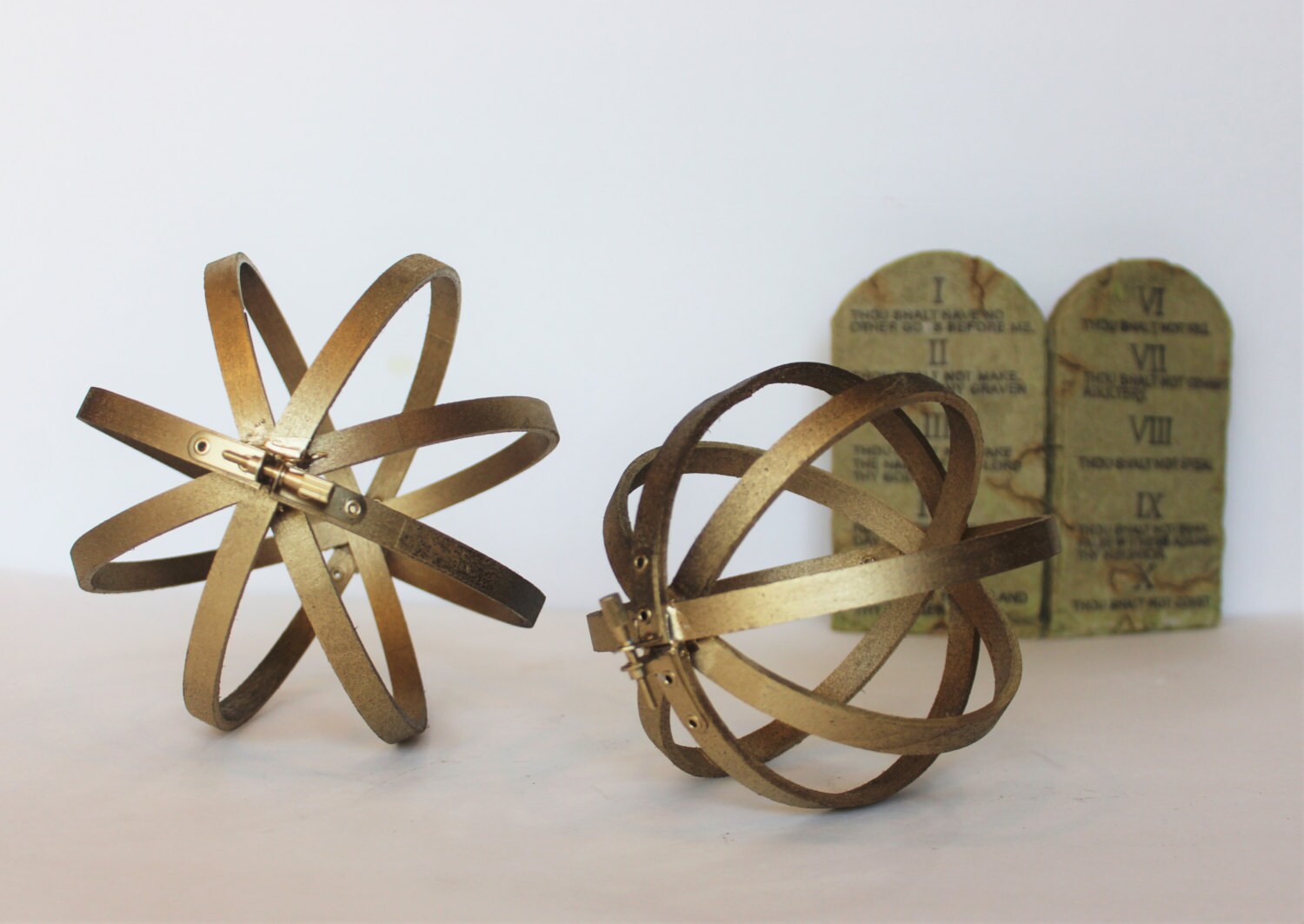 Decorative Orbs Set of 2 With Metal Hardware for Any Rustic Home Decor