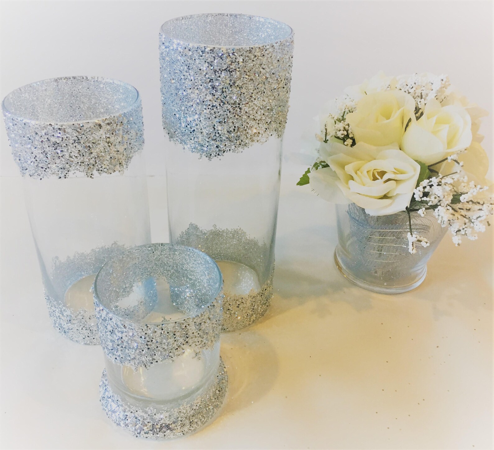 New 3 piece Votive candle holder bling silver candle holder Etsy