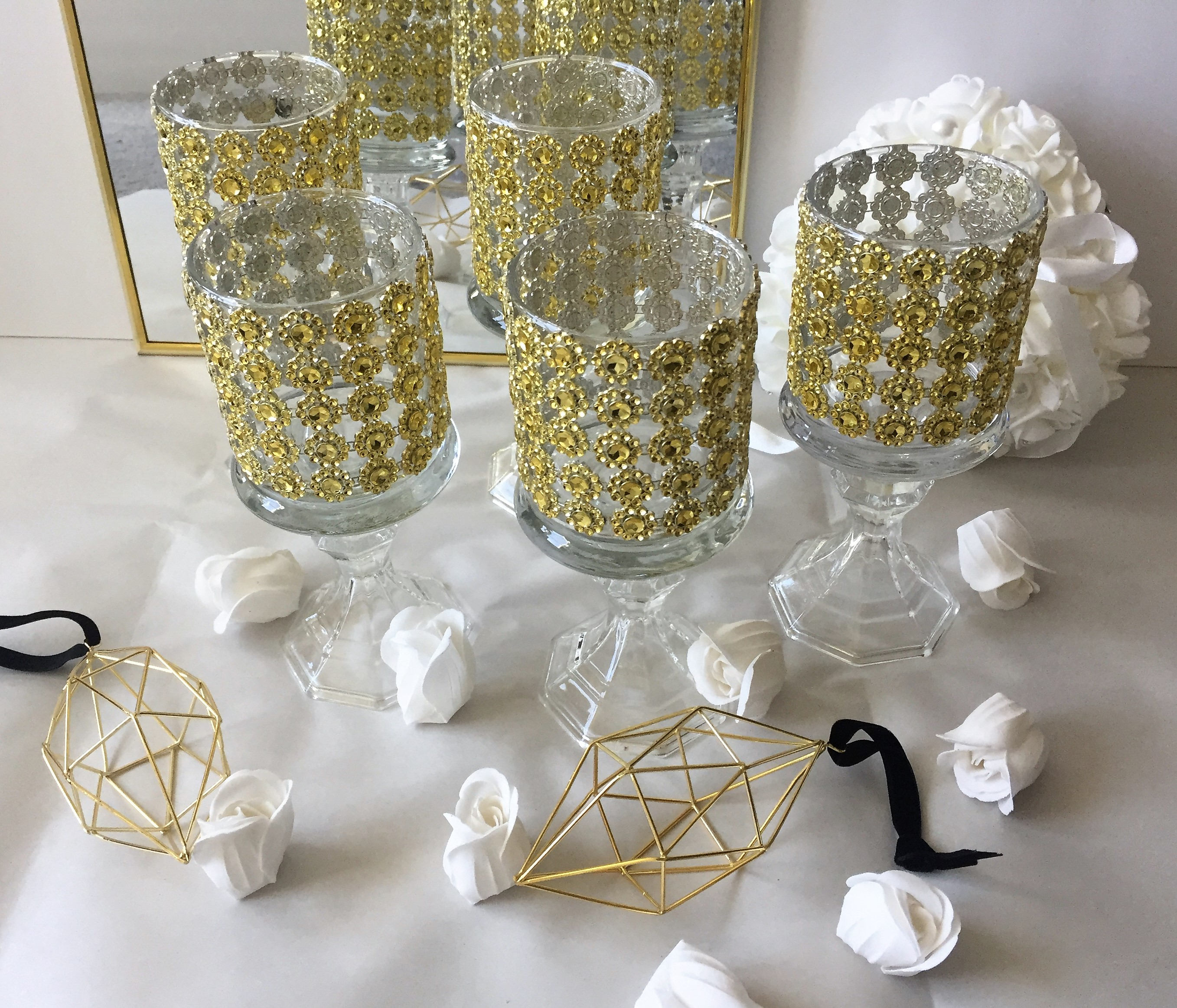 Set of 10 Tall Glass Candle Holder Wedding Centerpiece ,bling Candle
