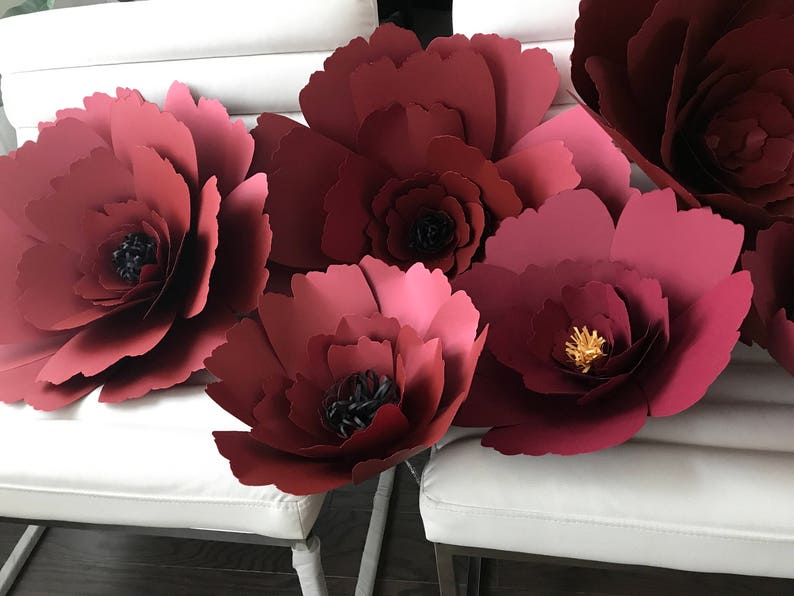 Giant Maroon Paper Flower Backdropgiant Paper Flower Wedding Etsy