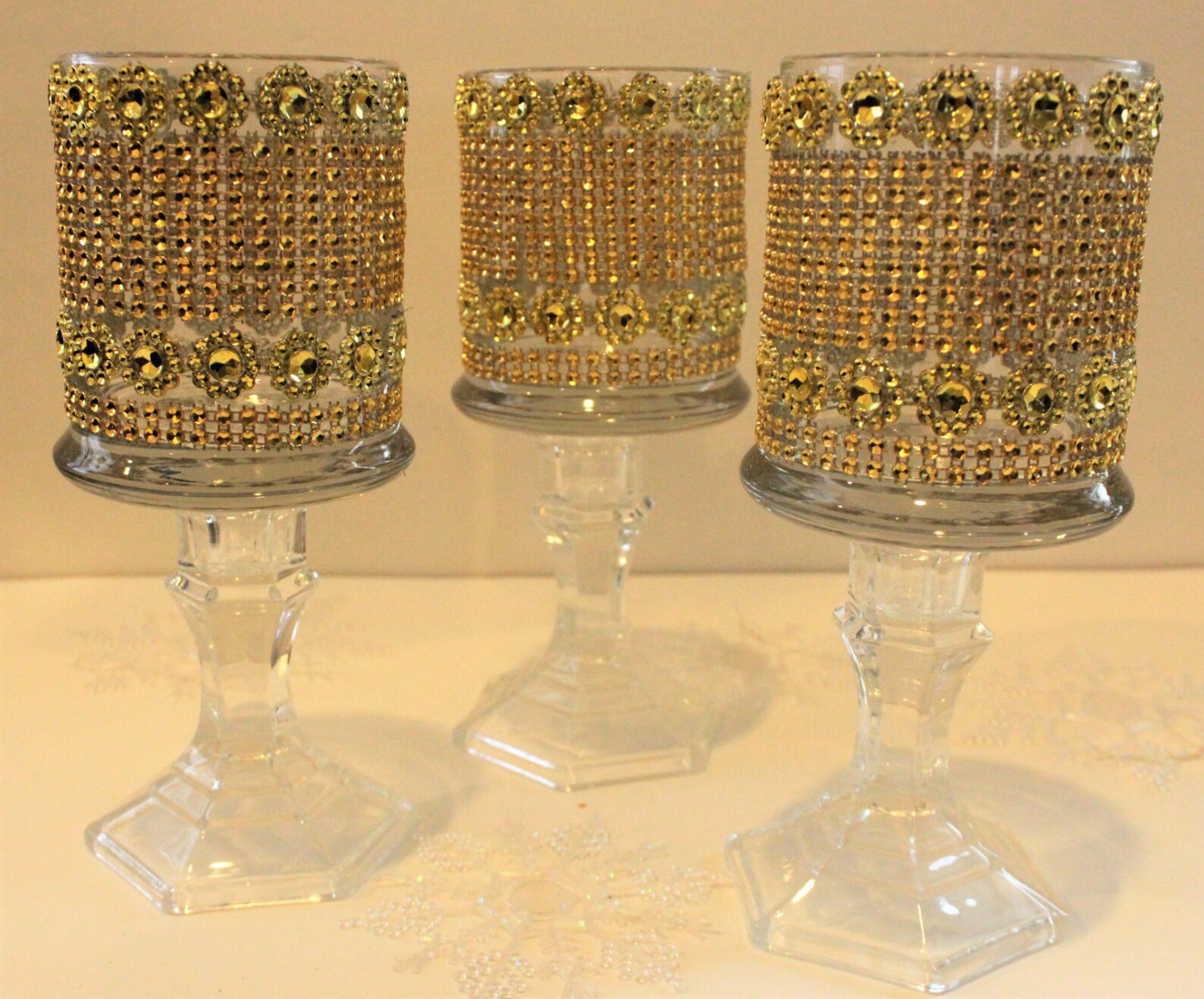 Set of 10 Tall Glass Candle Holder Wedding Centerpiece bling Etsy