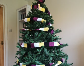 Black, Purple, White & Yellow Striped Garland / Christmas Tree Scarf - Inspired by the Nonbinary Pride flag