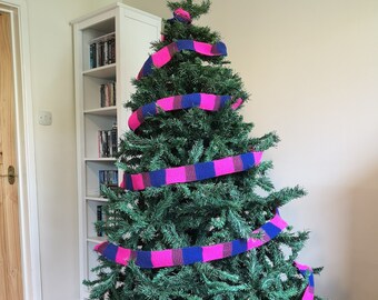 Pink, Blue & Purple Garland / Christmas Tree Scarf - Inspired by the Bi Pride flag