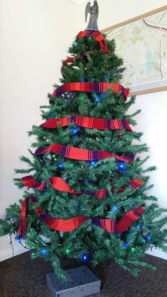 Items Similar To Time Traveller Christmas Tree Scarf Red Purple