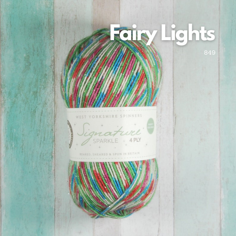 Christmas Sock Yarns West Yorkshire Spinners Signature 4 ply Silent Night, Fairy Lights, Robin, Holly Berry, Candy Cane 100g image 8