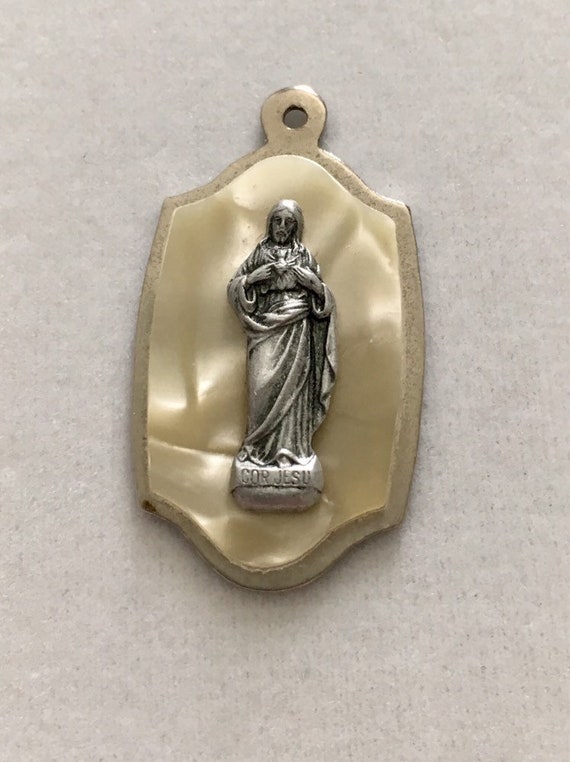 Cor Jesu religious medallion, Jesus Sacred Heart … - image 3