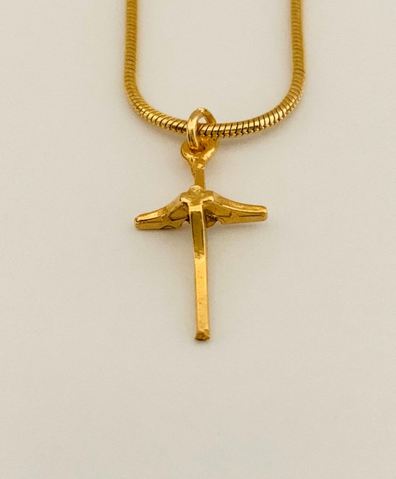 Small gold plated child's or ladies cross with CZ… - image 5