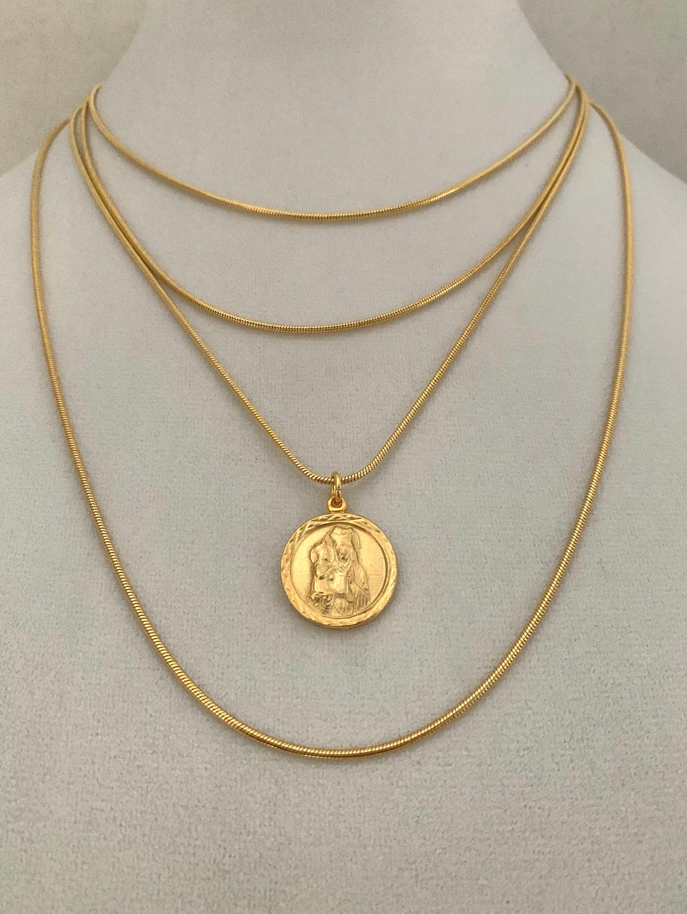 Saint Anne St Anne Gold Plated Pendant Religious Medal - Etsy
