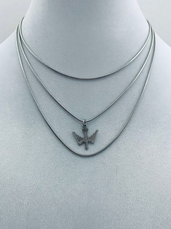 Vintage Holy Spirit necklace, Holy Spirit medallion, rhodium plated Holy Spirit, 3/4" pendant with a new rhodium plated snake chain View 4