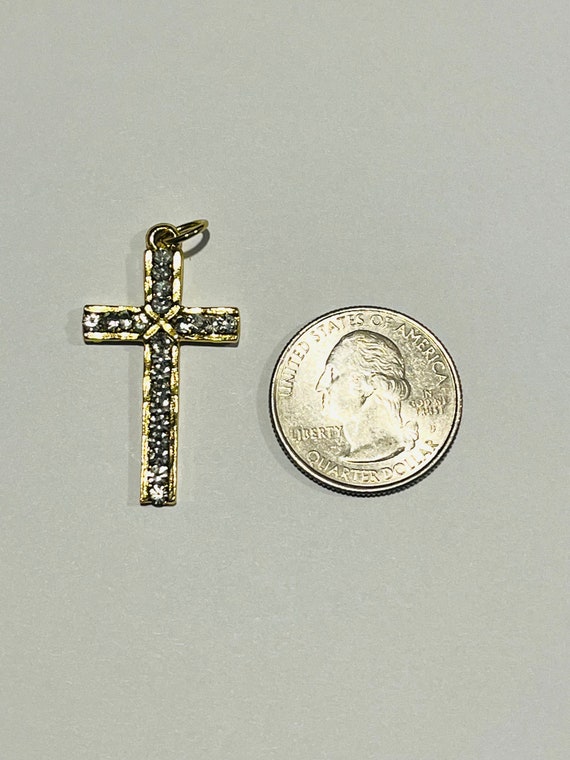 Vintage cross necklace, 1 1/4 inch long gold plat… - image 4