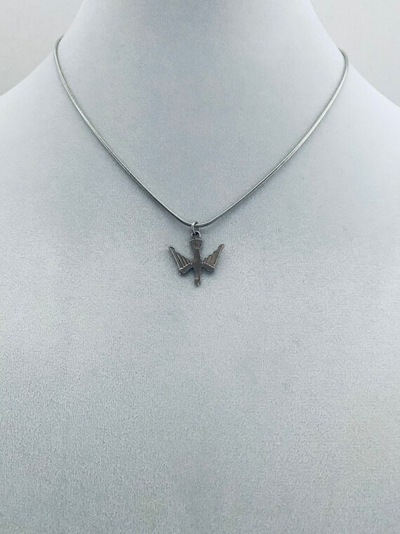 Vintage Holy Spirit necklace, Holy Spirit medallion, rhodium plated Holy Spirit, 3/4" pendant with a new rhodium plated snake chain View 3