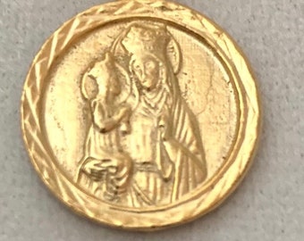 Sainte Anne, pendentif plaqué or St Anne, médaille religieuse, pendentif religieux, pendentif plaqué or 3/4" avec une chaîne serpent plaquée or 14 carats