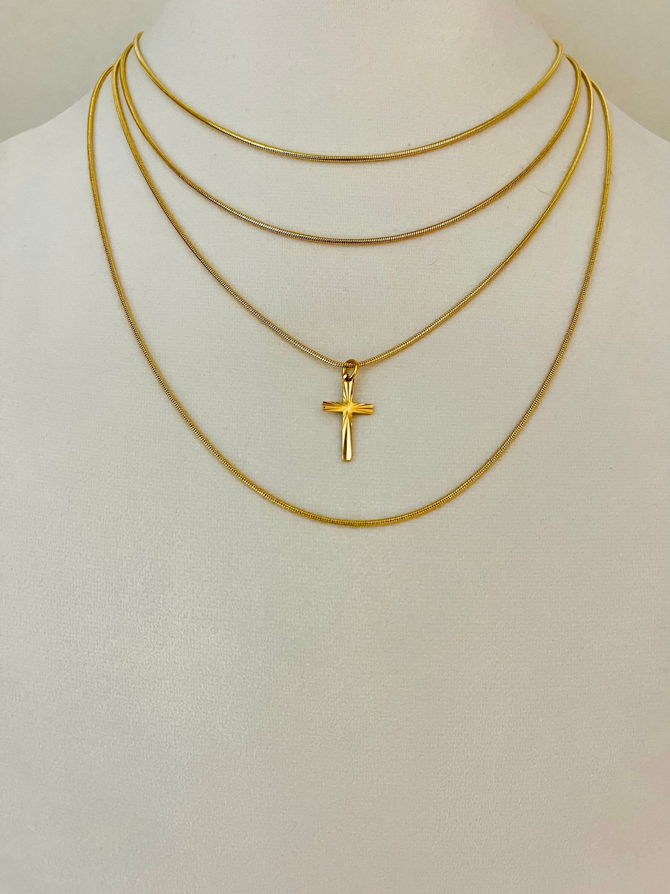Gold Cross, Diamond Cut Design, 7/8 Inch Long 14k Gold Plated Cross ...
