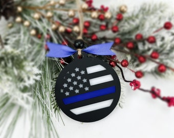 Thin Blue Line Ornament | Police | Christmas Ornament | First Responders | Holiday