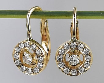 Handmade diamond earrings 18k yellow gold and natural diamonds