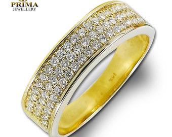 14k Gold Diamond Wedding Band Ring: Handmade Half Carat, Fathers Day Gift