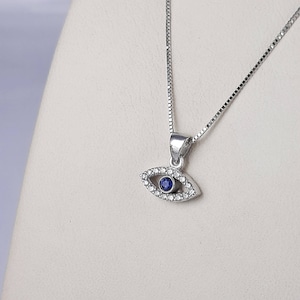 Sapphire and Diamonds Tiny Eye Pendant Necklace in 14k White - Etsy