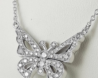 18k white gold butterfly necklace butterfly necklace Handmade diamond necklace Luxury diamond jewelry for woman and special occasion gift