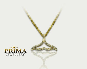 Diamanten walvisstaartketting, 14k gouden mariene sieraden
