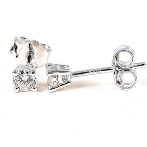 Stud diamond earrings | 14k white gold and natural diamonds | 0.30 ct. w. t. 4 mm diamond earrings | Basic simple post diamond earrings