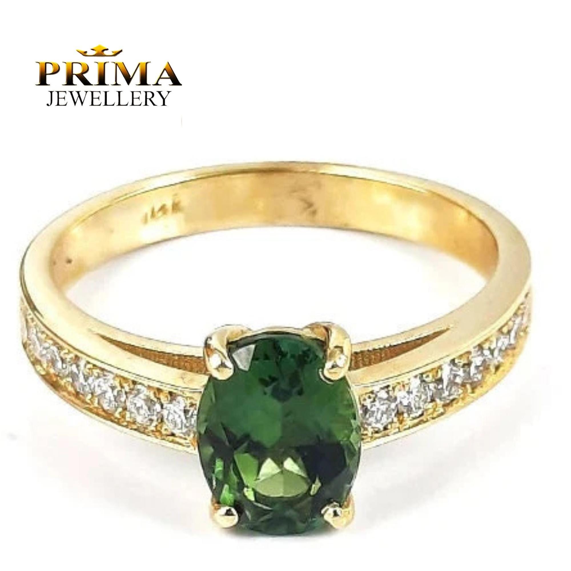 トルマリンエンゲージリング | グリーンオーバルソリティアリング