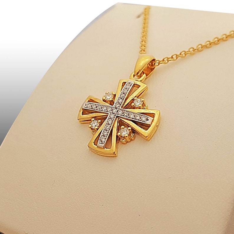 Jerusalem cross pendant 0.80'' necklace in 14k/18k Etsy