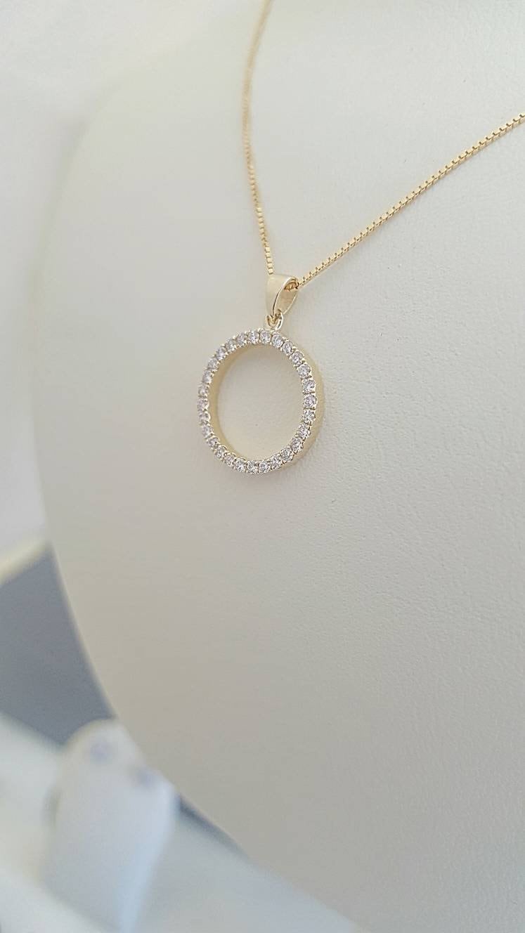 Diamond Circle Pendant Circle of Life Necklace Diamond Eternity
