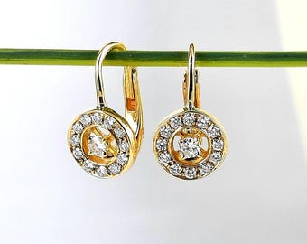 Handgefertigte Diamant Ohrhänger aus 750er Gelbgold und natürlichen Diamanten