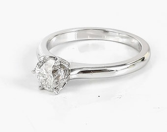 1,01 kt natuurlijke diamanten verlovingsring: 14k witgouden solitaire