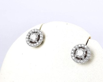 Diamond Halo Stud Earrings | 14k White Gold, Natural Diamonds