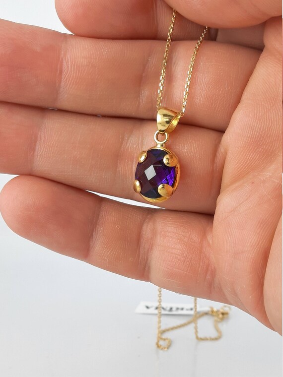 18k gold on sale amethyst necklace