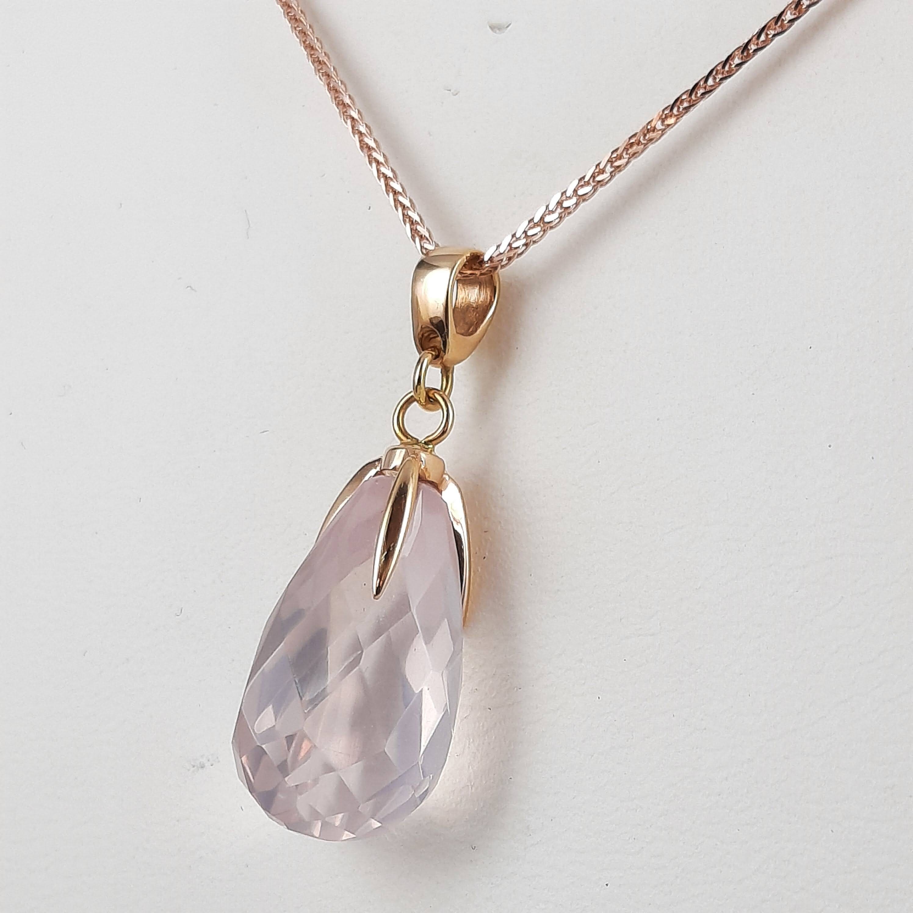 14k gold rose quartz necklace deals