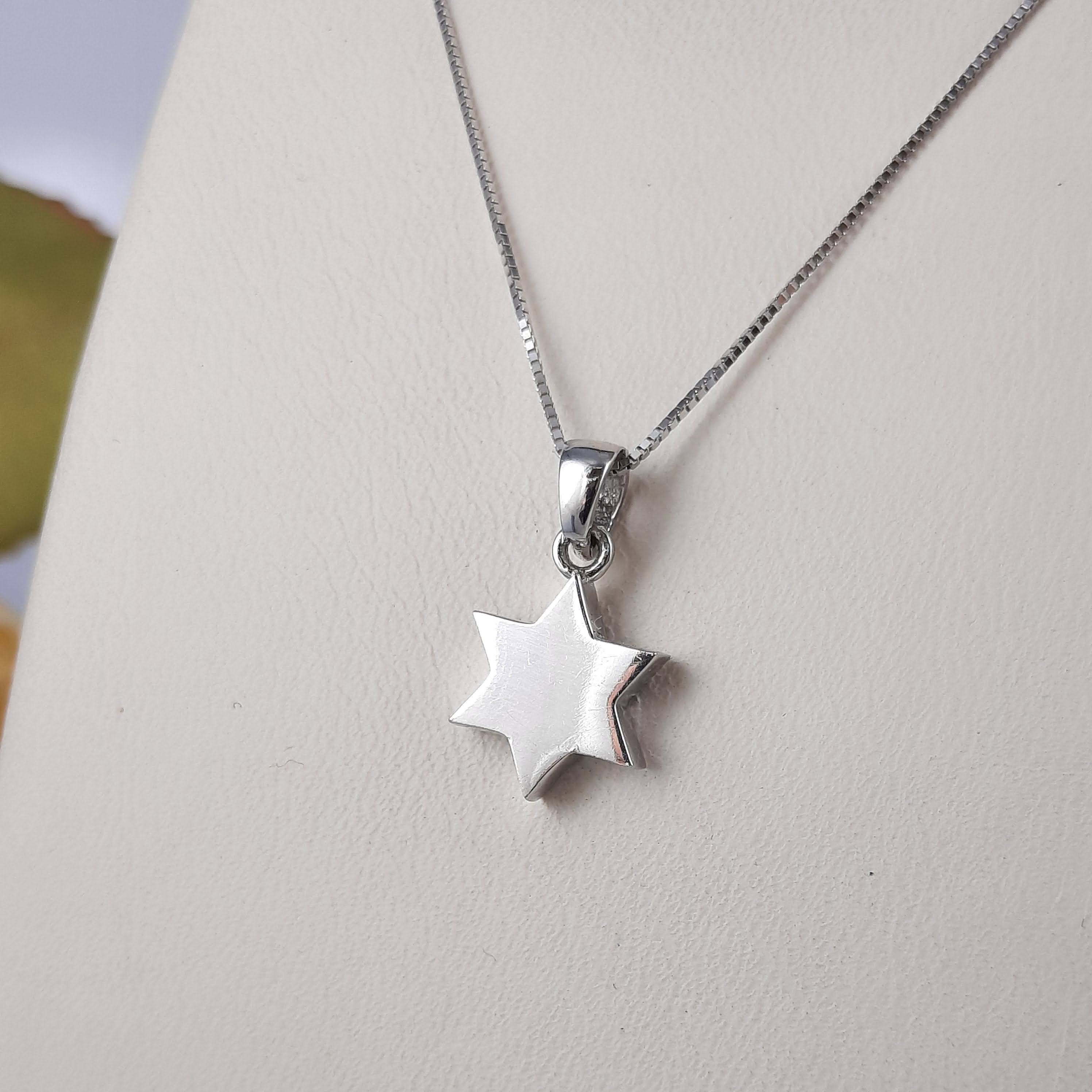 Star of David pendant necklace in 14k white gold | Etsy