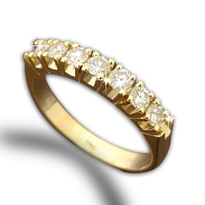 7 Diamanten (0,60 ct. w. t.) Halbeterneterne Ring in 585er Gelbgold | 3,5 mm Ring | Diamant Ehering | Jubiläumsring