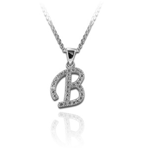Diamond initial necklace in 14k white gold and diamonds, Alphabet pendant, personalized jewelry, diamond letter necklace, personalized charm